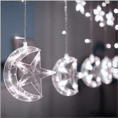 

Led stars moon curtain light background lights window decoration girl heart flashing string lights bedroom ice lighting