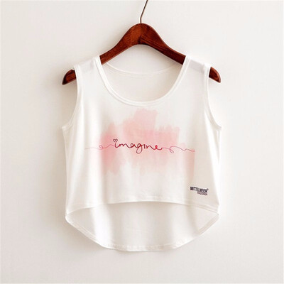 

Women Crop Top Sleeveless Print Summer Casual Top Women Short t-shirt Vest Tank Tops