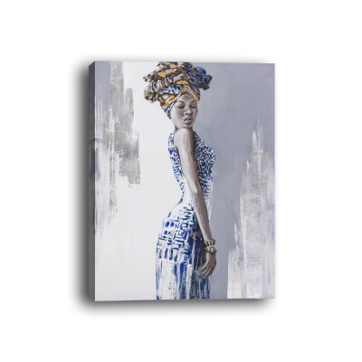 

Framed canvas modern living room bedroom background wall abstract african character decorative painting