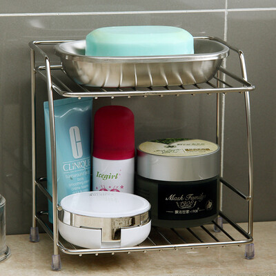 

Ou Runzhe shelf two-story desktop bathroom shelf bathroom pearl paint wide version small flower storage rack