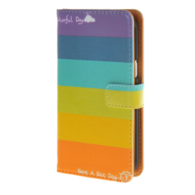 

MOONCASE ЧЕХОЛ ДЛЯ Samsung Galaxy J1 Rainbow Pattern Leather Flip Wallet Card Holder with Kickstand Back A02