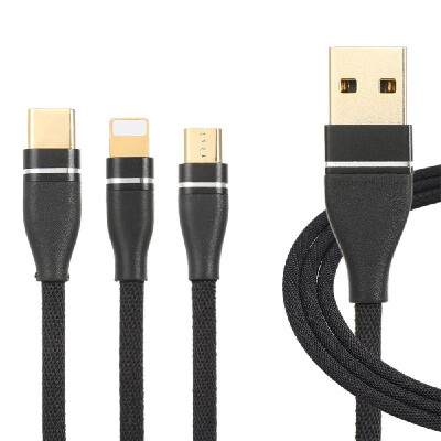 

3in1 USB Cable Multiple 3ft Nylon Coarted Smartphone Charging Cord with Micro USB Connectors Ports Nylon Cords Adapter for iPhone