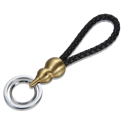 

Authentic zobo car key chain fashion hand-woven rope double ring treasure hoist key ring ZB-939 gold black car gift gift