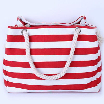 

SMOOZA Special big Stripe shoulder handbags shopping bag beach handbag new fashion canvas bag wild rough twine striped beach bag