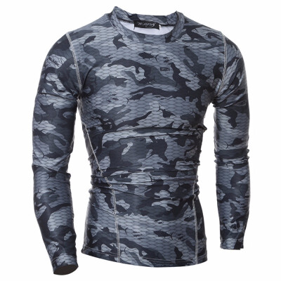 

New Mens Tight Long-sleeved Quick Dry Clothes Breathable Sports T-shirt In Autumn 2018