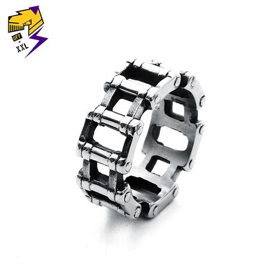 

Rock Roll Motorcycle Chain Rings Men Stainless Steel Vintage Silver One Lord Women Punk Big Tools Ring Fashion Jewelry
