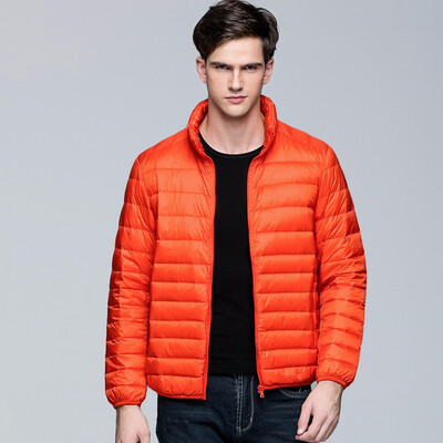 

male light thin short Down Jackets male Stand collar Loose coat Outdoor sport Run Hiking wading