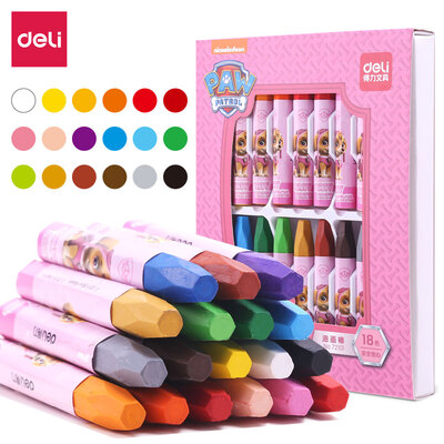 

Deli deli Wang Wang team outstanding work series 18 color student hexagon rod silk oil painting stick children Crayon painting pen Princess powder 72101