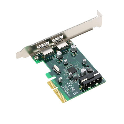 

PCI-E To 2-Port USB31 Type A PCI Express Expansion Card USB 31 Hub Controller Adapter Superspeed 10 Gbps with Big 4Pin Power Con