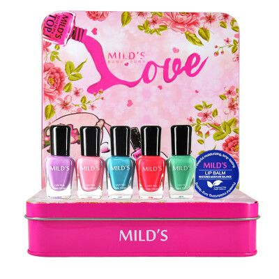 

Mild' (MILD') tasteless green nail polish rainbow (nail polish 7ml * 5 & lip balm 7g & painted card) red blue pink