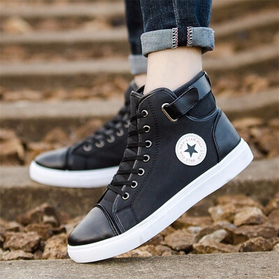 

Mens Casual Shoes 2018 Spring Autumn High Top Lace up Men Flat Shoes Zapatos Hombre Canvas Shoes Men Trainers sport running shoes
