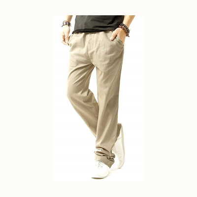 

Mens linen casual elastic loose straight pants yoga beach summer pants