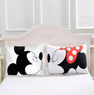 

Cntomlv Mickey Mouse Pillow Case White Couple Lovers Gift Pillow Throw Pillowcases Home Beddroom Two Pair Pillows Bedding Set Capa