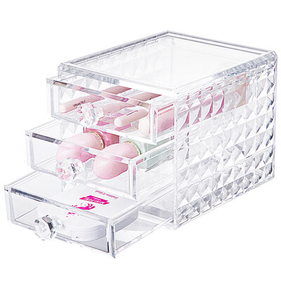 

Ming Chuangyou MINISO diamond pattern acrylic three-layer drawer storage box cosmetic storage plastic box transparent