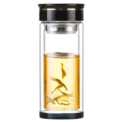 

【Jingdong Supermarket】 Jie Yajie cup double glass cup (350ml) cup with filter heat-resistant glass cup 5206-350
