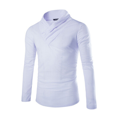 

Foreign Men's V-Neck Long Sleeve T Shirt Slim Fit Classic Bottoming Shirt Men's Turn Down Collar T-Shirt