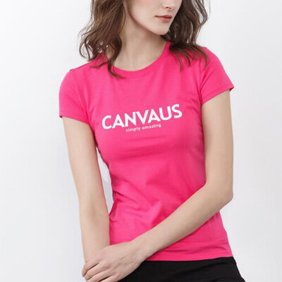 

Canvaus Summer Women Clothing Letters Solid Cotton Short Sleeve T-shirt Round Collar Slim Casual Office Lady Tee Shirt Tops