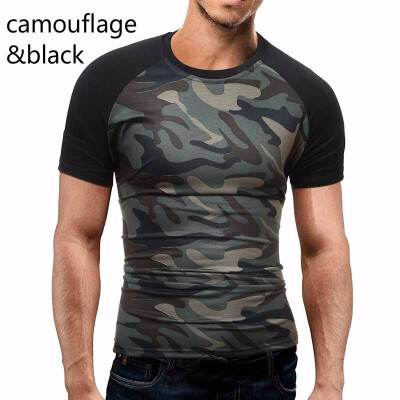 

Summer Mens Fashion Stitching Color Short Sleeved Cotton T-shirts