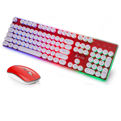 

Jinhetian KM027 office keyboard&mouse set desktop computer mouse&keyboard set game mouse keyboard set mechanical feel wired keyboard laptop keyboard red