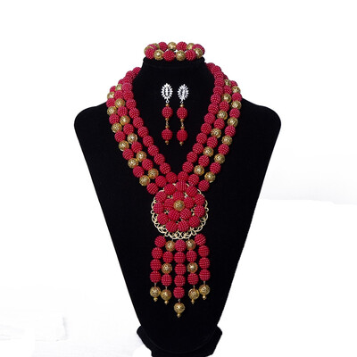 

Royal Pearl Necklace And Earring Set Nigerian Wedding African Beads Jewelry Set Crystal Beaded Bridal Jewelry Set Free Shipping