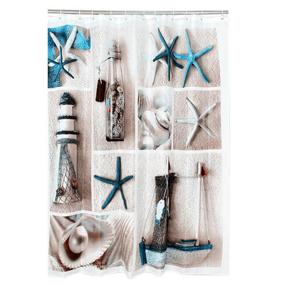

UpperX Polyester blue sea life seashell waterproof shower curtain thicken shower curtain bathroom curtain 180 cm 180 cm