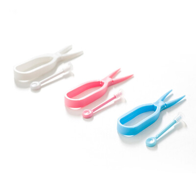 

iClear contact lens partner wearing tool tweezers suction stick set clip suction cup silicone one white containing 2 sets