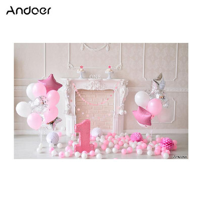 

Andoer 21 15m7 5ft Third Birthday Backdrop Cake Balloon Fireplace Window Photography Background Children Baby Girl Kids Pho