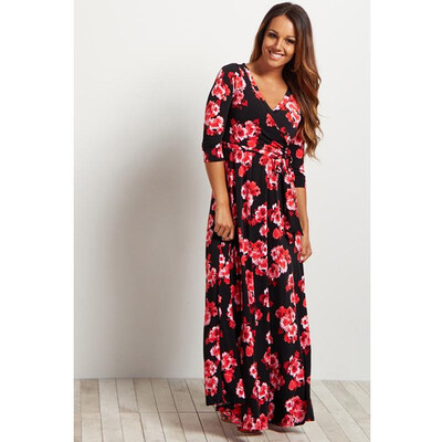 

2018 Summer Dress Sexy Deep V Neck Beach Casual Tunic Femme Vestidos Half Sleeve Boho Floral Printed Women Long Maxi Dresses
