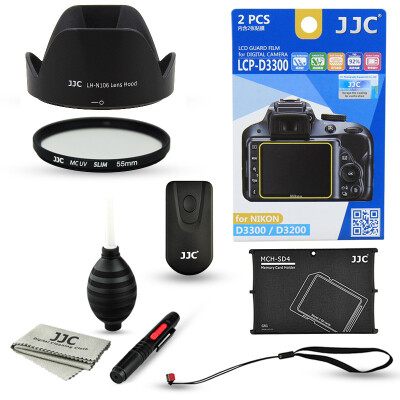 

JJC ND1E Nikon D3300 D3200 AF-P 18-55 HD Комплект посвященный объектив + HB-N106 пленка капот инфракрасный пульт дистанционного + + 55mmUV фильтр очистки инструмента