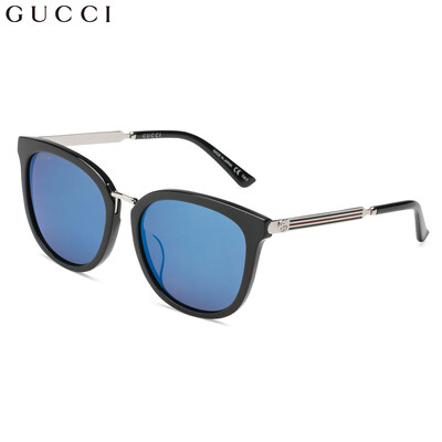 

GUCCI Gucci eyewear Asian version sunglasses mens driving wearable sunglasses GG0079SK-002 black frame blue lens 56mm