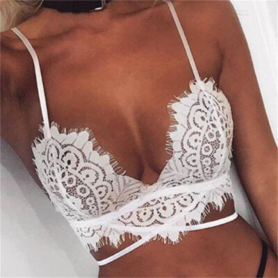 

Womens Floral Lace Push-Up Bra Removable Pads Breast Crop Top Cami Tank