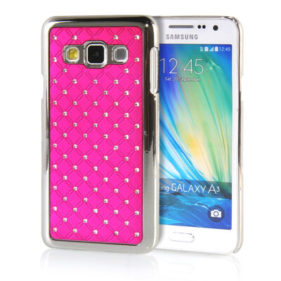 

MOONCASE Hard Chrome Plated Star Bling Back Case Cover for Samsung Galaxy A3 Hot pink