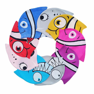 

Kid Swimming Cap Silicone Ultra Stretch Waterproof Comfortable Fish or Cat Shape Hat for Girl And Boycolor optional