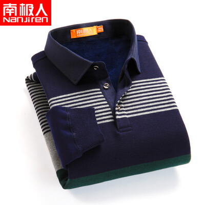 

Antarctic long sleeves plus velvet warm shirt mens autumn&winter casual middle-aged large size mens sanding loose mens shirt green Zhang Qing L