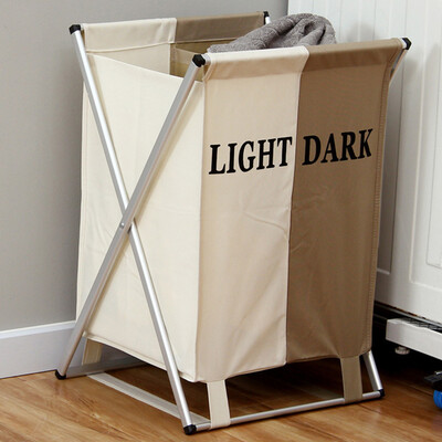 

Ou Runzhe hamper free installation folding Oxford bag aluminum X-shaped double dirty clothes separate collection basket