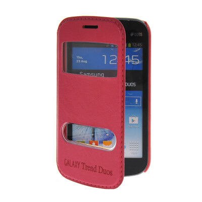 

MOONCASE View Window Leather Side Flip Pouch Stand Shell Back ЧЕХОЛ ДЛЯ Samsung Galaxy S Duos S7562 Hot pink