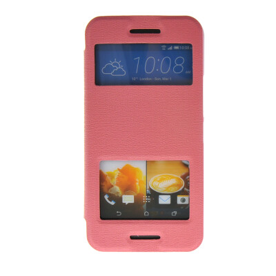 

MOONCASE View Window Leather Side Flip Pouch Stand Slim Shell Back ЧЕХОЛ ДЛЯ HTC One M9 Pink