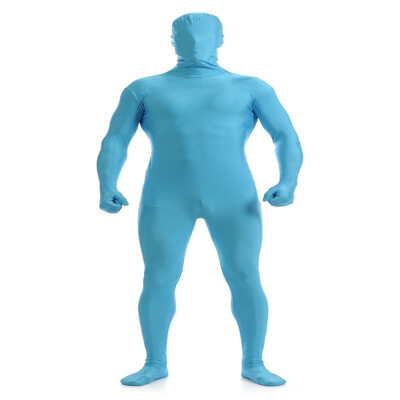 

Gesikai Mens Full Bodysuit Light Blue Spandex Lycra Zentai Suit Second Skin Tights Suit Mens Halloween Costumes