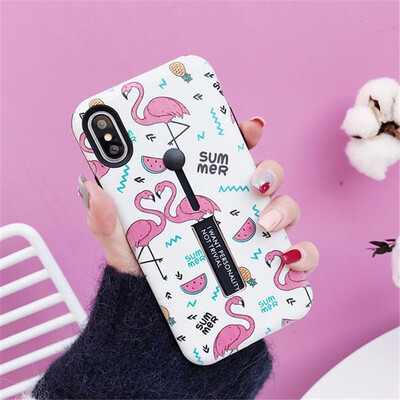 

Hide Ring Stand Holder Case For iPhone X Case 7 8 Plus Floral Flamingo Phone Cases