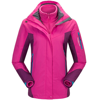 

Jingdong self-operated Fugui bird FUGUNIAO outdoor three-in-one jacket detachable two-piece warm waterproof cold cap hooded mountaineering clothing D058 female models rose red