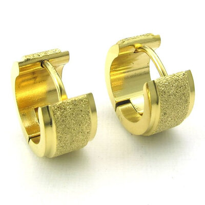 

Hpolw Mens Stainless Steel Stud Huggie Hoop Earrings Set Gold