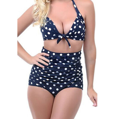 

Women' Retro RoSe Polka Dot Bikini SwimSuit Sexy WaiSt