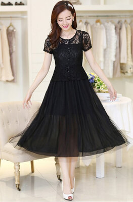 

New Womens Sexy Elegant Style Lace Tops Long Dress Ladies Party Evening Dress