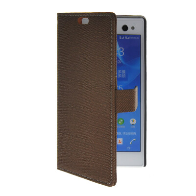 

MOONCASE Slim Leather Side Flip Wallet Card Slot Pouch with Kickstand Shell Back Case Cover for Sony Xperia C3 coffee