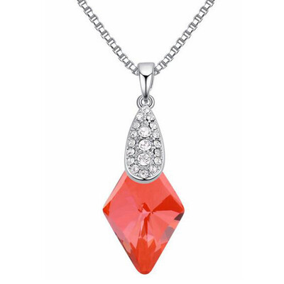 

White Gold Plated Crystals From Austria Elements Pendant Necklaces Women Party Accessories Chain Collares Collection Jewelry 25287