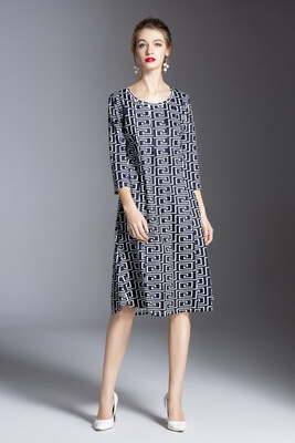 

Fashion Women Floral Print Summer Long Dress Short Sleeve Round Neck Loosen Waist Casual Dress
