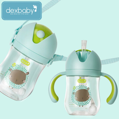 

Dexbaby American childrens cup water bottle drinking cup baby learning cup leak-proof anti-fall handle straw cup with gravity ball handle strap can be replaced Meng Yang Paradise 260ml