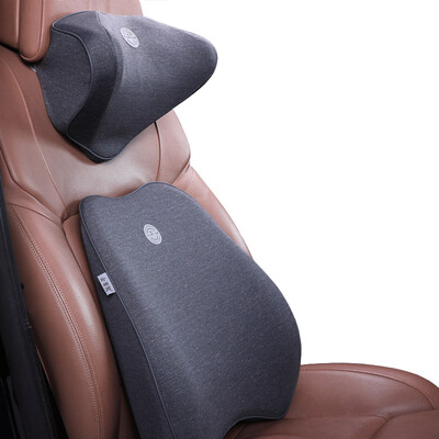 

KING ETING car lumbar headrest space memory cotton back cushion car lumbar pillow neck pillow set Y7 two-piece urban gray co-driver
