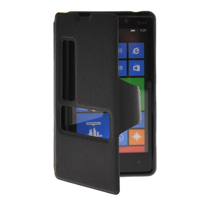 

MOONCASE View Window Leather Side Flip Pouch Hard board Shell Back чехол для Nokia Lumia 820 Black