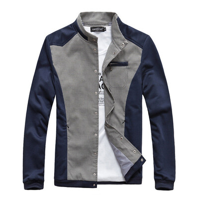 

Zogaa New Mens Jacket Color Matching Stand Collar